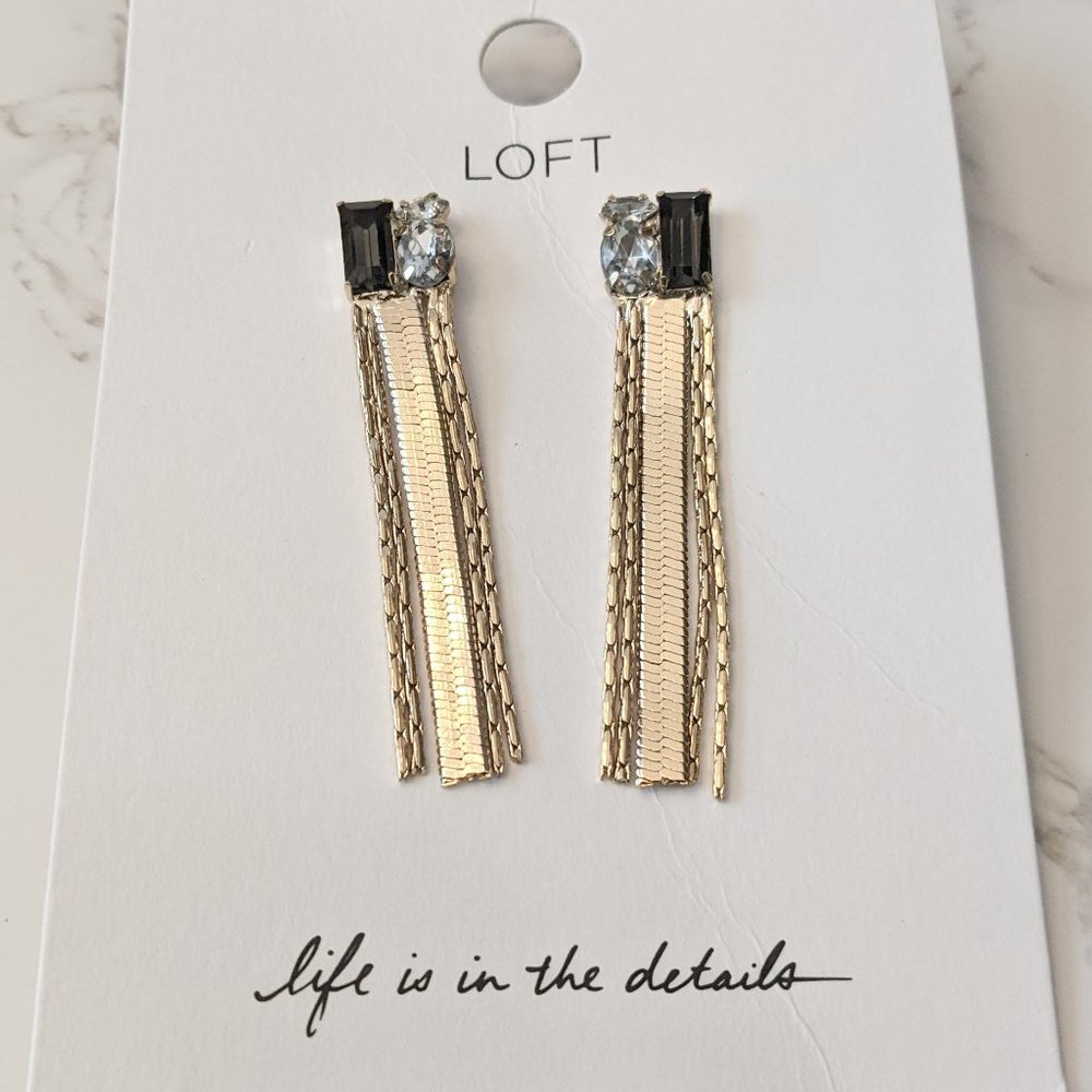 LOFT Stone Fringe Earrings